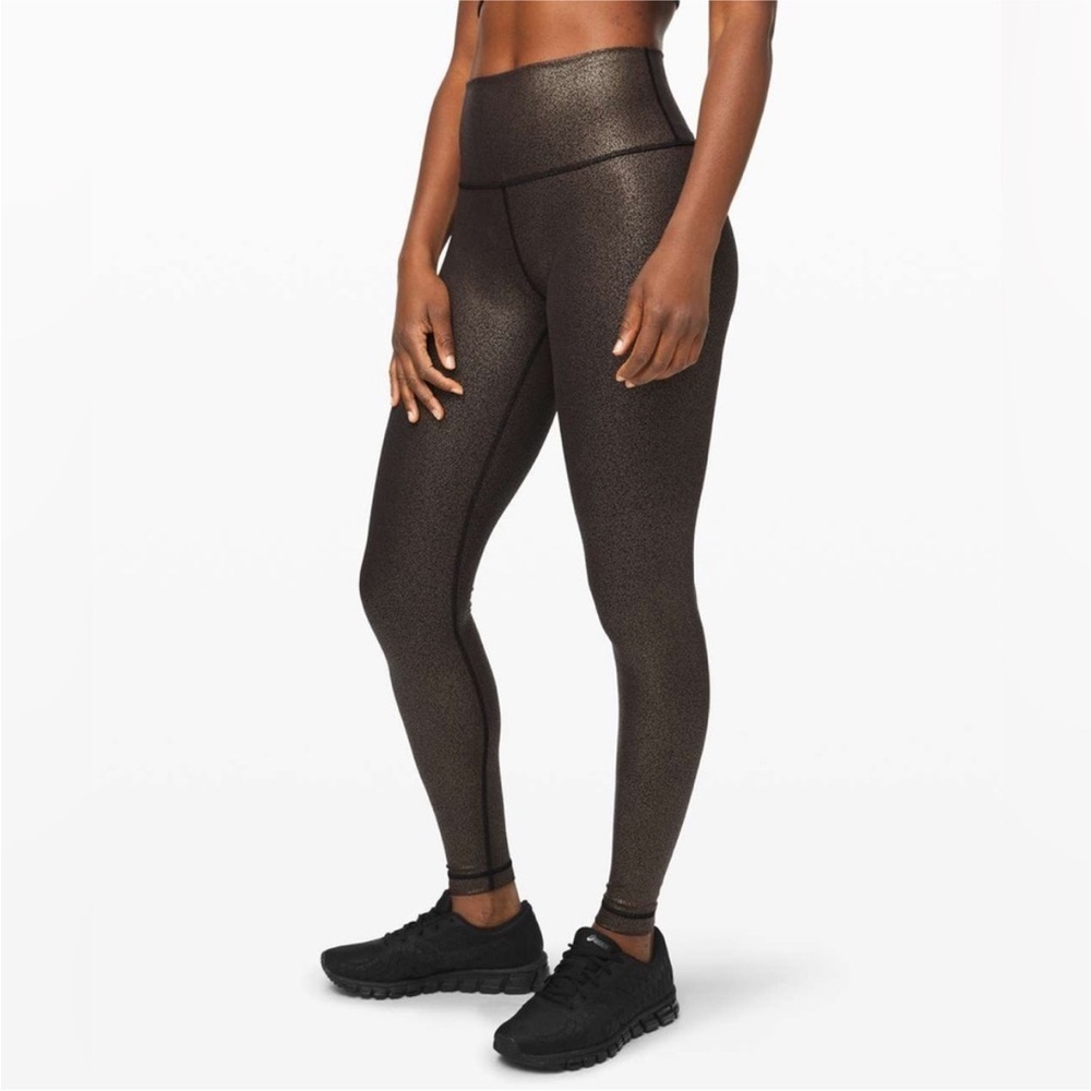 LULULEMON Wunder Under 28" Tight Luminosity Foil Black Copper size 10